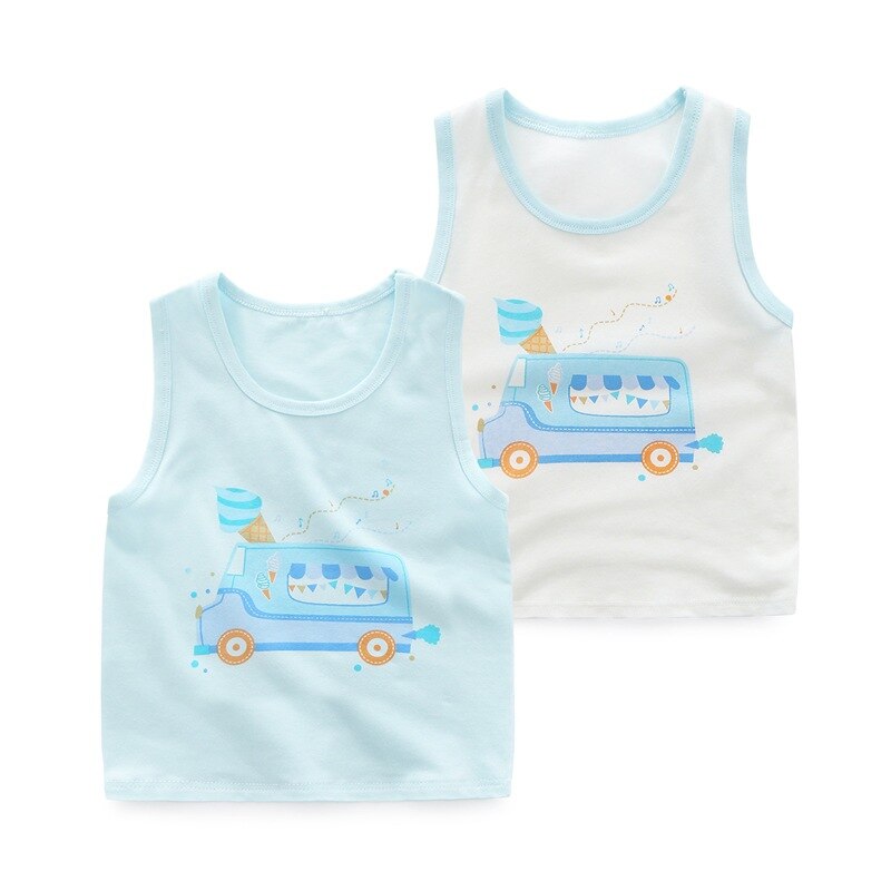 3 stk/parti gutter tank top baby bomull vest for gutter jenter tegneserie trykt ermeløse tank topper bomull undertøy barne vest klær