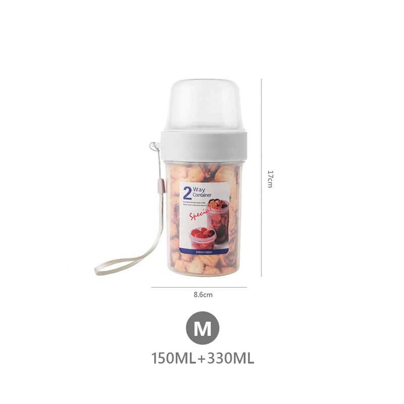 Kitchen Food Storage Containers Transparent Plastic Double-Deck Separable Fruit Nuts Snacks Salad Portable Fresh Keeping Boxes: M