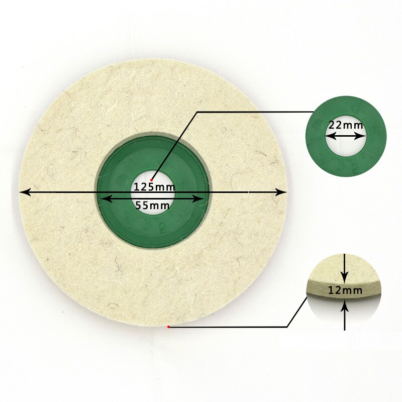 Verwijderen Glas Polijsten Pads 2X5Inch 125Mm Wolvilt Polish Wiel Pad Buffing Polijstschijf Voor Rotary tool
