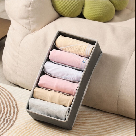 1PC 6/7/8/24 Compartment Underwear Organizer Bra Storage Box Closet Sock Folding Storage Drawer Home Bedroom tier lockers: Yellow