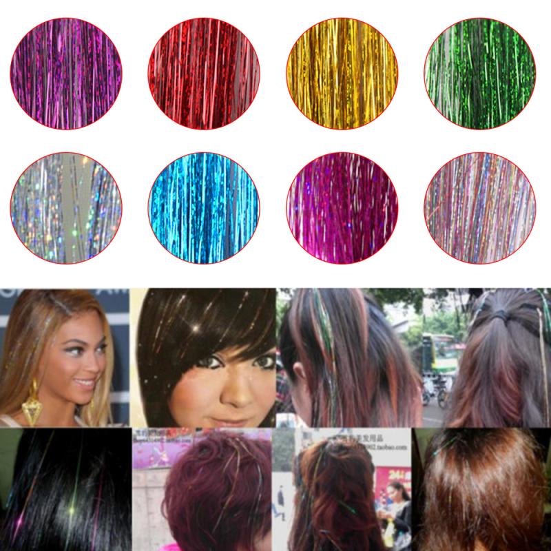 Glitter hår glitter bling hår dekoration syntetiskt hår glitter regnbåge glitter extensions falska hårstrån festaccessoarer