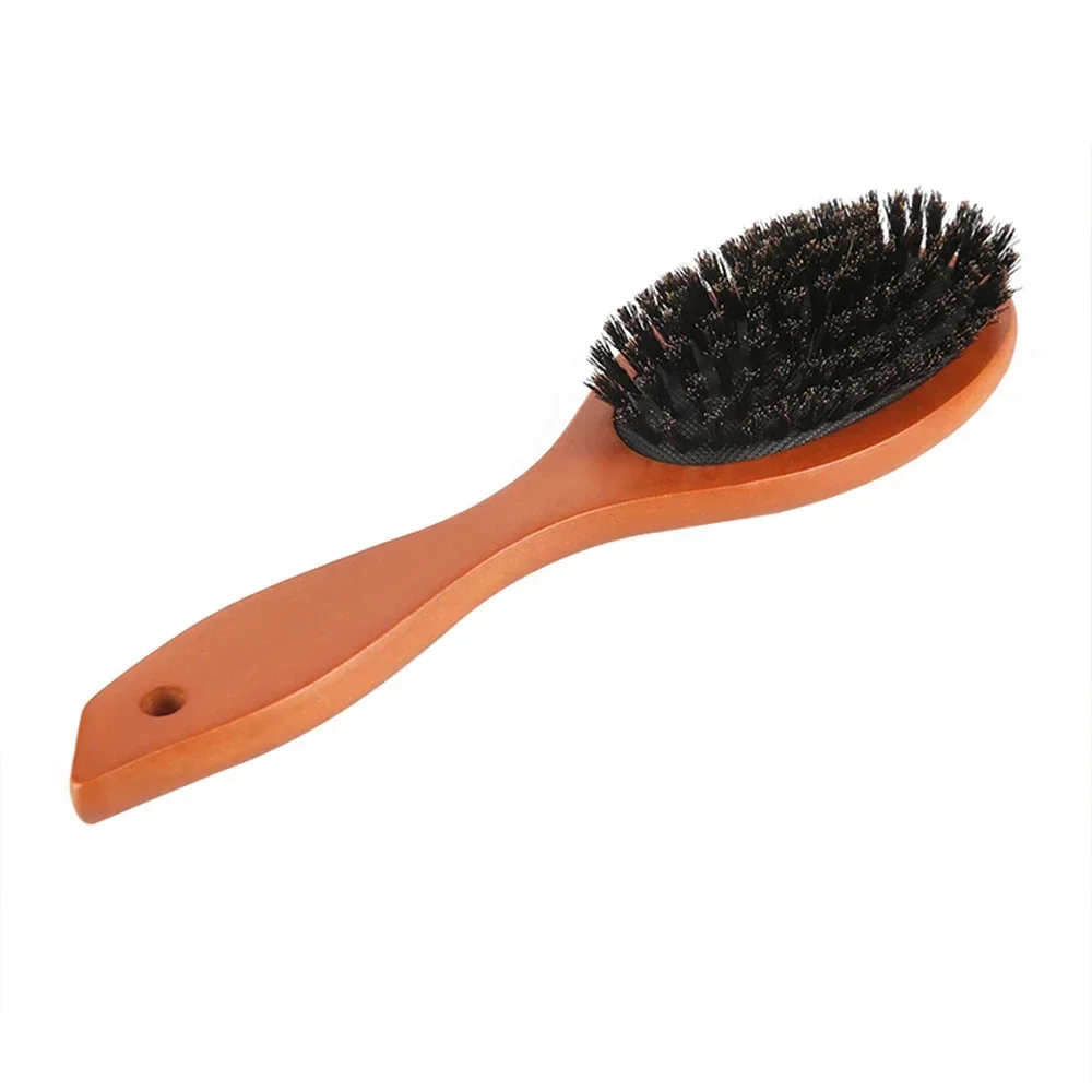 Natural Boar Bristle Brush Comb Anti-Static Oval Hairdressing Hair Styly Comb Wood Woman Hairbrush: green