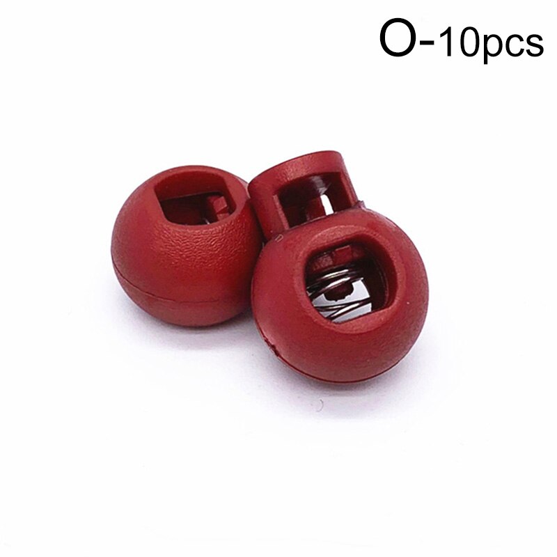 Cierre de cable de resorte de bola redonda de plástico, Clip de tope de cordón ajustable de Color sólido para ropa deportiva, accesorios de ropa DIY, 10 piezas: O