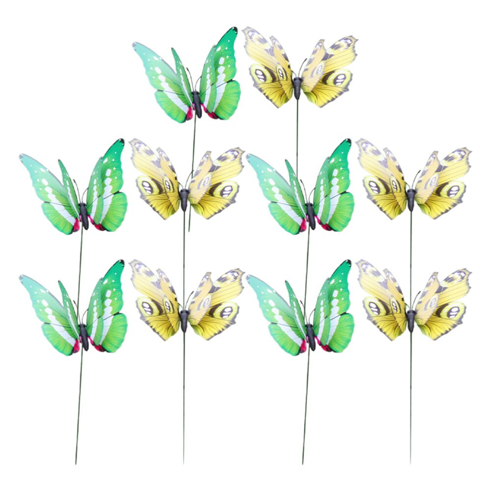 10Pcs Simulation Butterflies Gardening Inserting Rods Lawn Layout Craft Works: Default Title