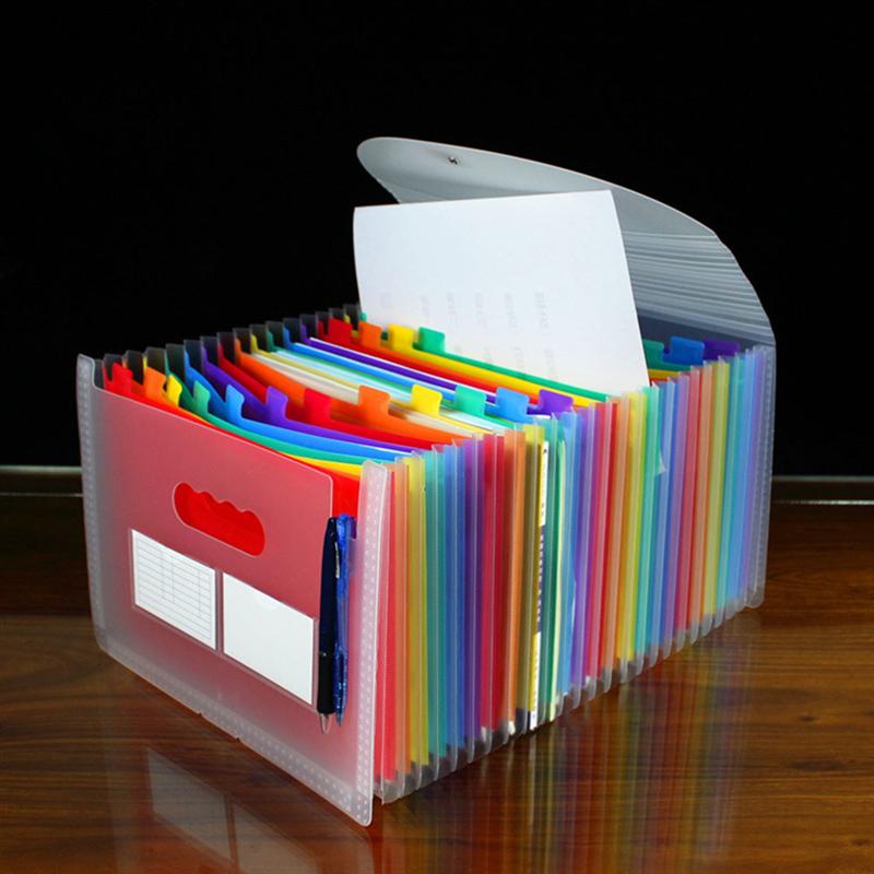 24 Pockets File Folder Rainbow Multi-Layer Folder A4 Letter Size File Organizer