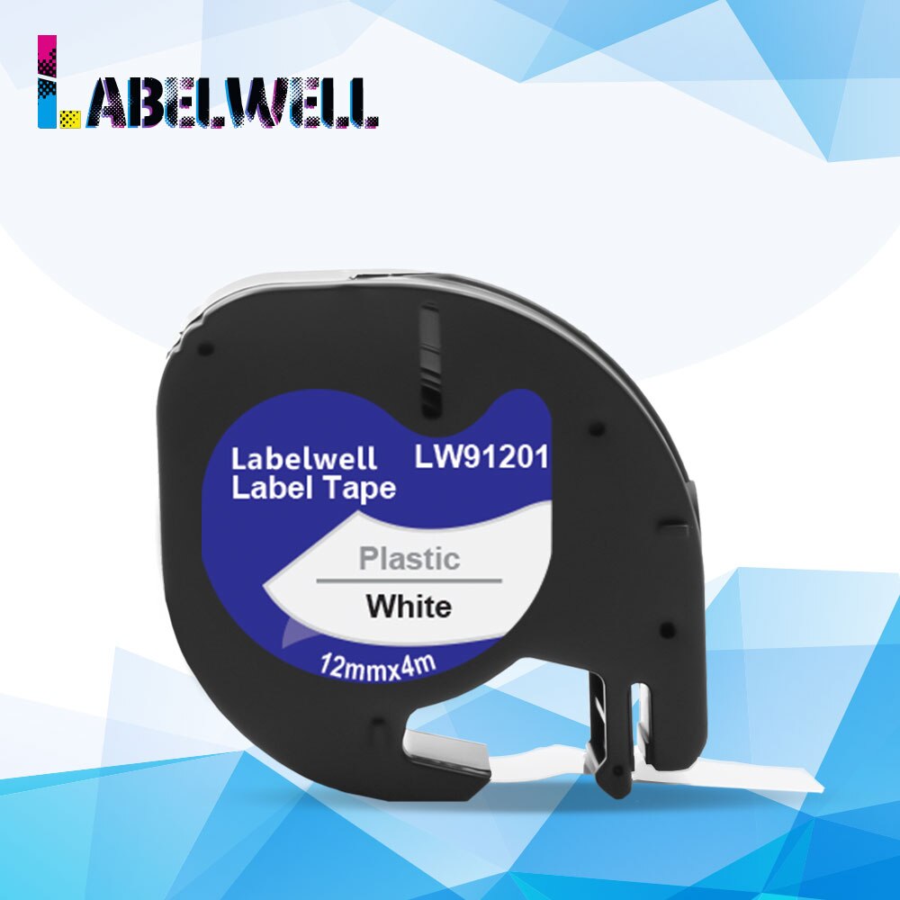 Labelwell taśma z etykietami 12mm 12267 91201 91200 91202 91204 91203 kompatybilny dla DYMO LetraTag taśma LT12267 plastikowa etykieta ekspres robić: plastikowy czarny on biały