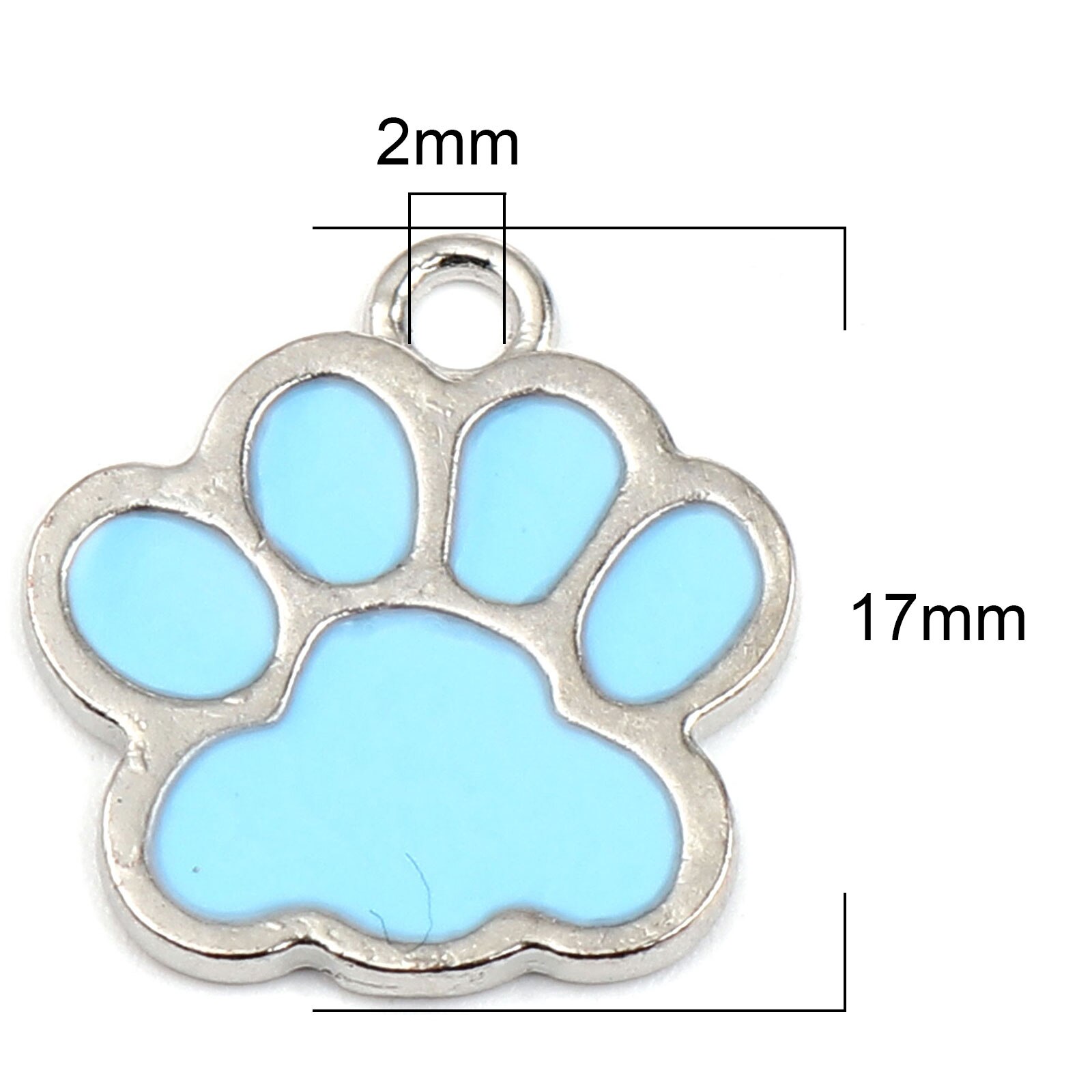 20PCs Animal Series Zinc Based Alloy Charms Pendant For Jewelry Making Paw Claw Silver Color Purple Enamel 17mm x 16mm: 2