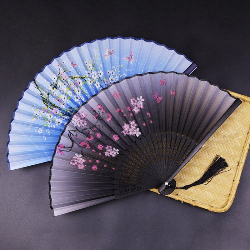 Ventilador de estilo chino japonés, ventilador plegable para decoración del hogar, adornos, estampado artístico manualidad para , abanico de mano para baile de boda