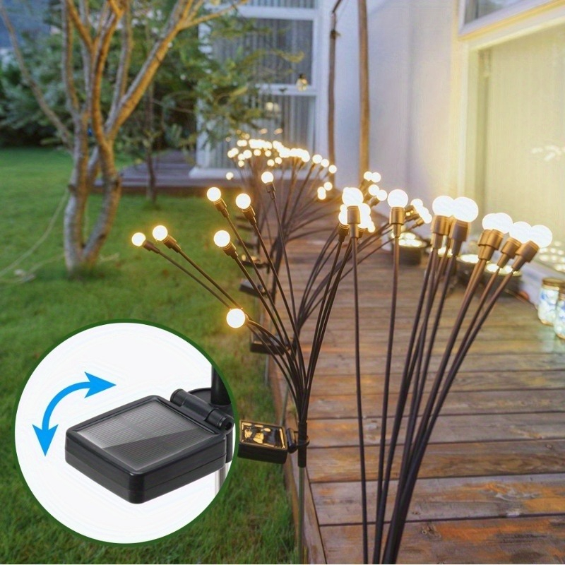 Solcelledrevne utendørslamper, ildfluelys, gårdsplasslys, stemningslys, hagedekorasjonslys, vanntette plenlys