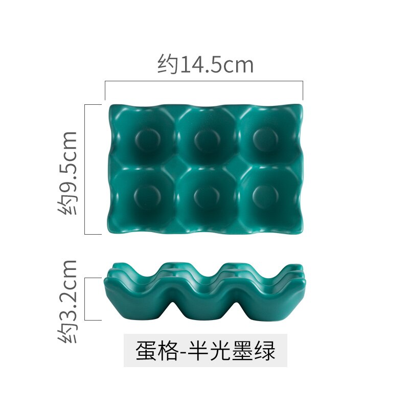 1Pcs 6 Grids Ei Houder Keramische Anti-Slip Eierdoos Koelkast Shockproof Ei Lade Houder Opbergdoos Thuis opslag Organisatie: green