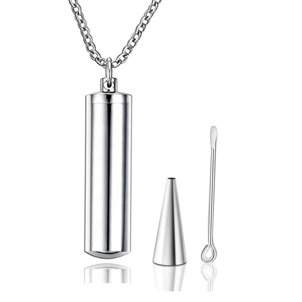 3 Colors Stainless Steel Holder Cylinder Ashes Urn Pendant Cremation Memorial Keepsake Necklace Jewelry: Light Yellow Gold Color