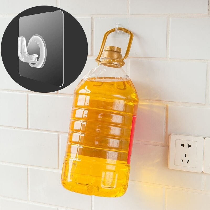 1/5/10pc Transparent Auto-Adhésif Fort Crochets Porte Mur Cintres Crochets Charge Lourde Rack pour Cuisine Salle De Bain Crochet multi-usages