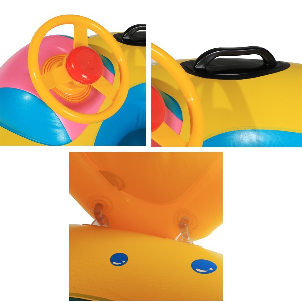 Babies Kids Swimming Inflatable Boat Swimming Rings Water Development Toys with Sunshade (1-3 Years)