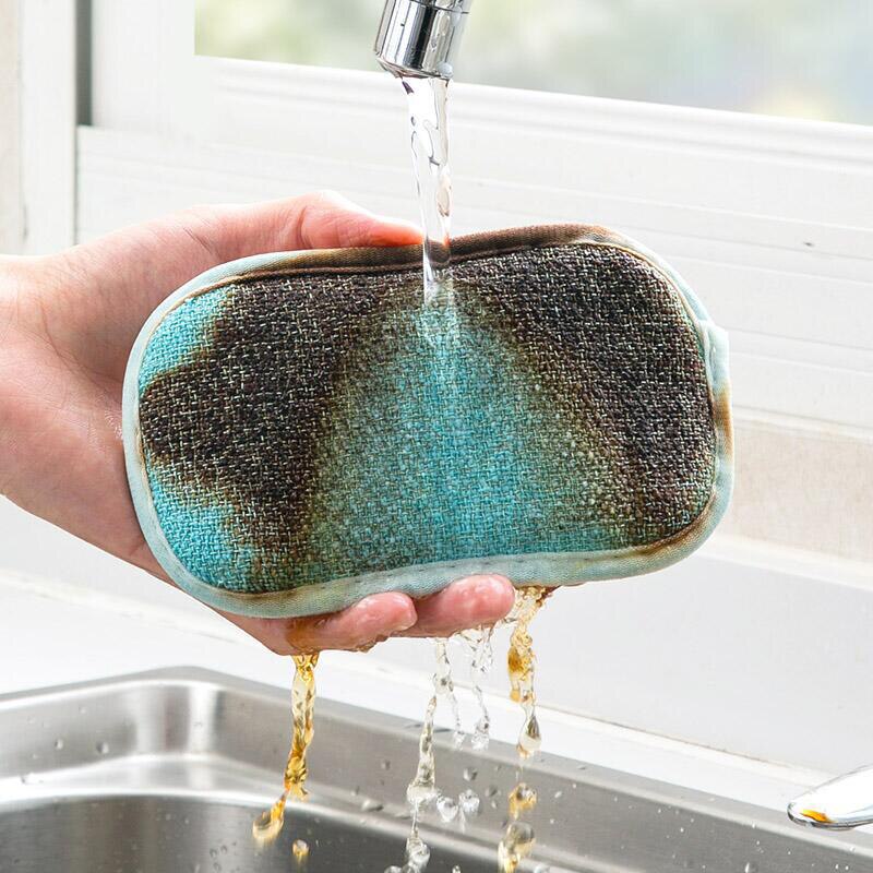 Double Sided Scouring Pad Reusable Cleaning Dish Cloth Kitchen Cleaning Tools Wipers Decontamination Dish Towels Cleaning Brush
