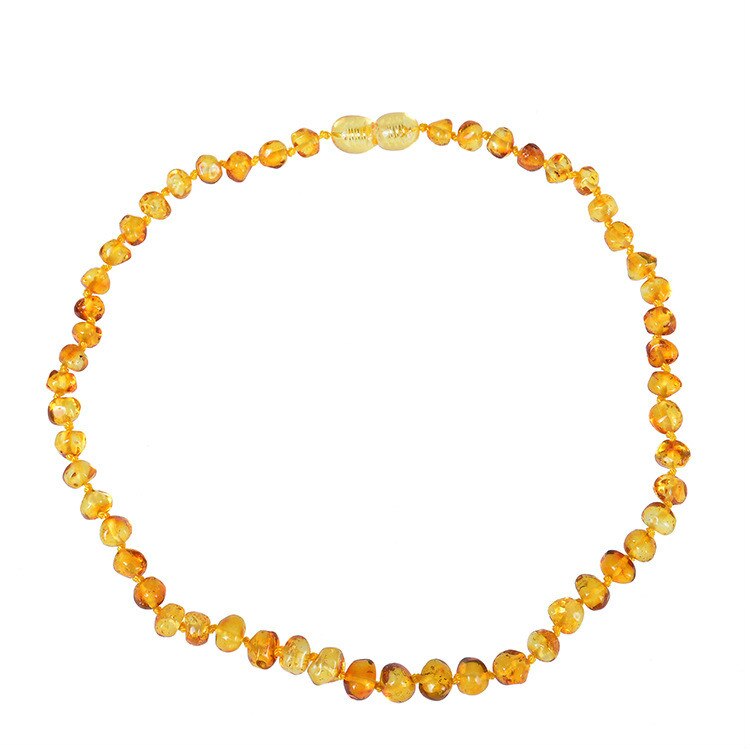 Collar de cuentas de ámbar Natural del Mar bático, cadena Molar para dentición de bebé, abalorio para niños, joyería de , seguridad, saludable y respetuosa con el medio ambiente: Golden amber