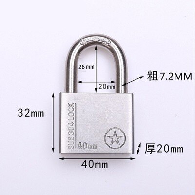 Stainless Steel 304 Same key Open all Padlock Cabinet Outdoor Lock Head Furniture Lock Waterproof Rust-Proof Door Lock: TK40mm-short