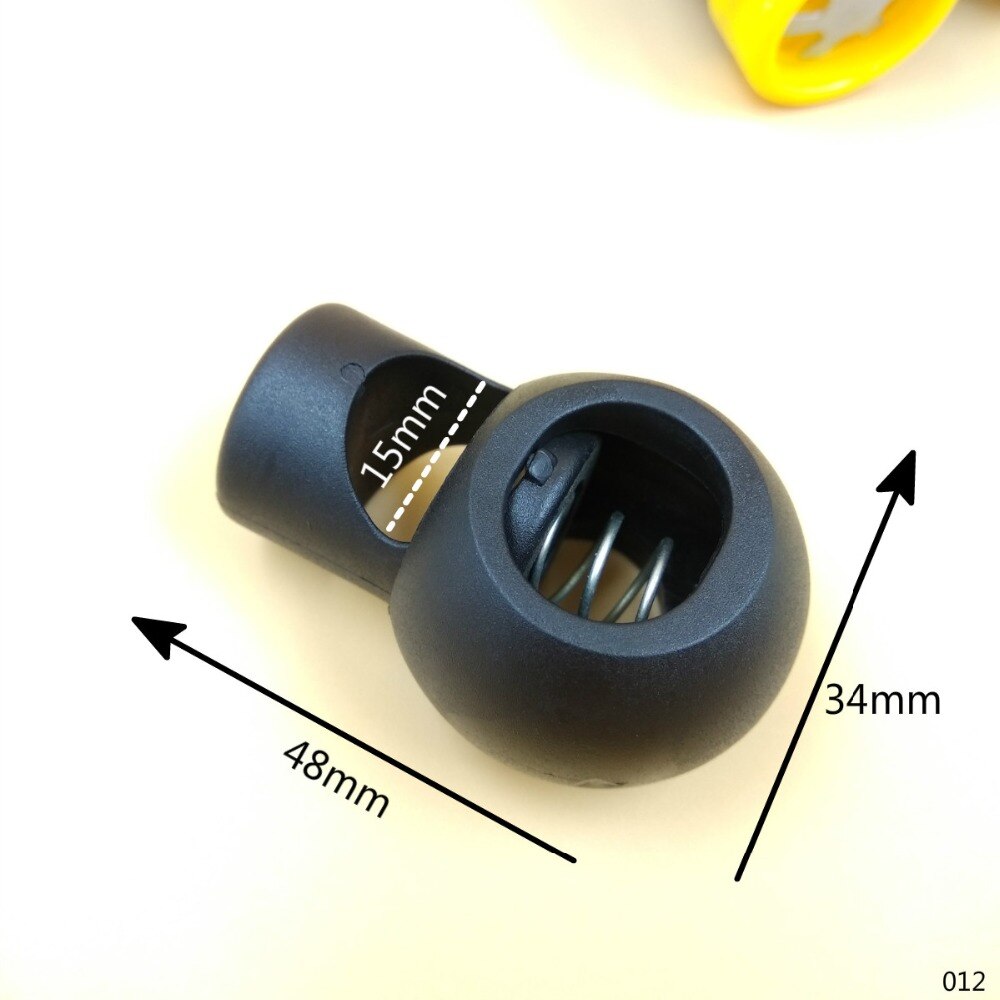 Extra Grote Zwarte Plastic Ball Cord Sloten Ronde Toggle Clip Stopper 15mm Inwendige Breedte 2 stks DIY Zakken Kleding paracord Accessoires