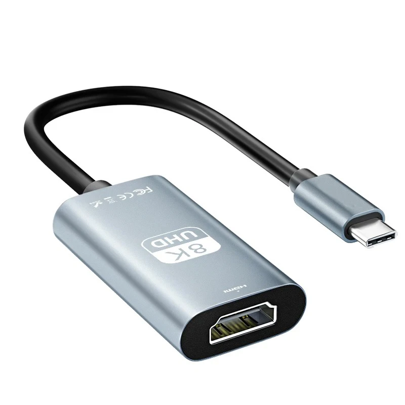 8k usb c til hdmi-adapter 4k 120hz/2k 165hz type c thunderbolt 4 to hdmi-konverterhub til bærbar pc, telefon til tv-skærm: Brun