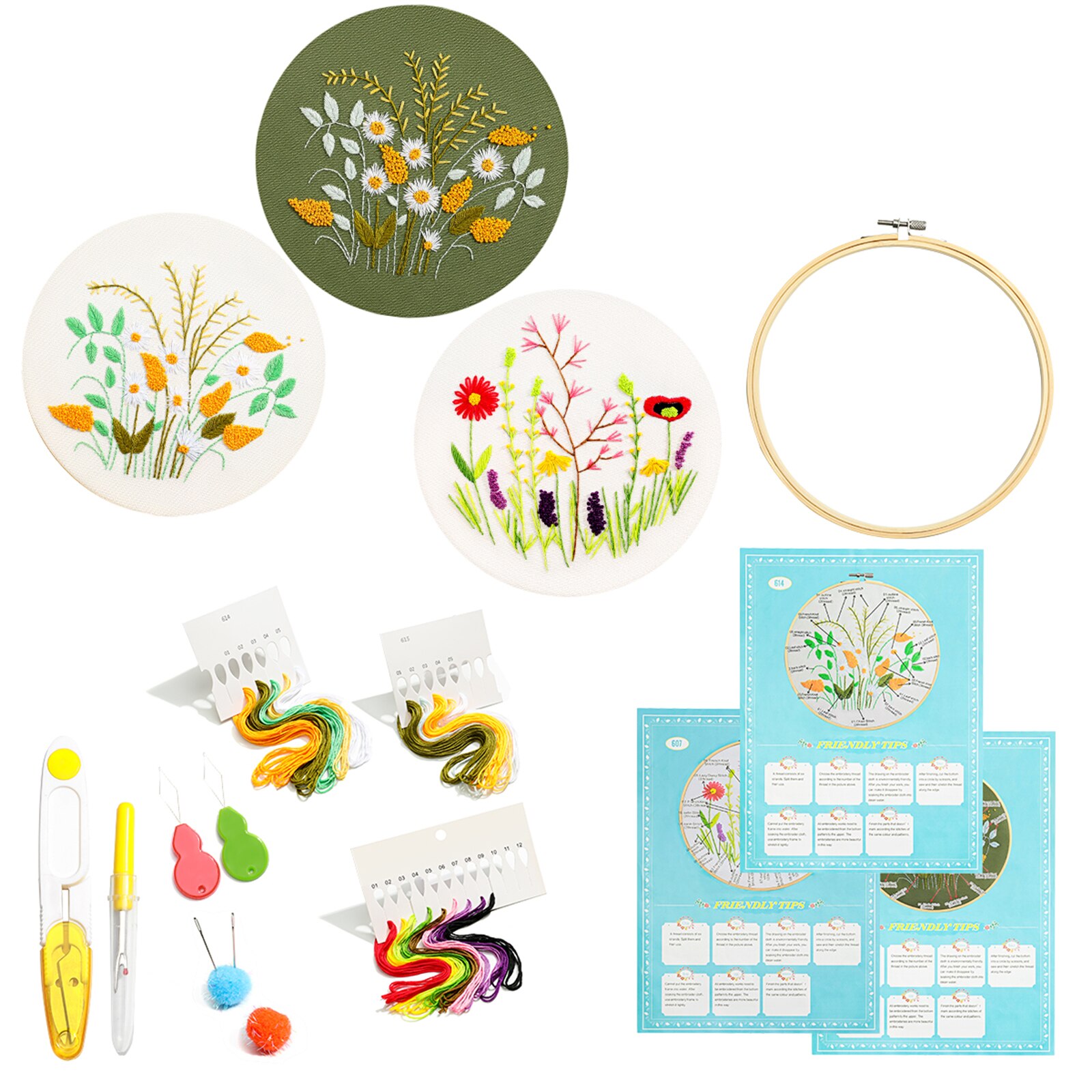Daisy DIY Craft Embroidery Starter Kit Set With Pa... – Grandado