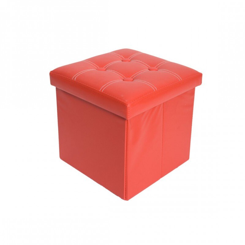 Mobili Rebecca Cube tabouret pouf de rangement simili cuir rouge Lidded 38x38x38
