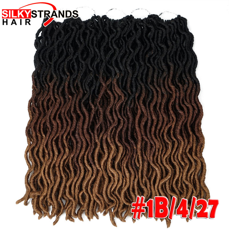 24 Strands Ombre Curly Faux Locs Crochet Hair Synthetic Kanekalon Dread Locs 20 Inch Senegalese Twist Hair Extensions for Women: M1b/27# / 1Pcs/Lot