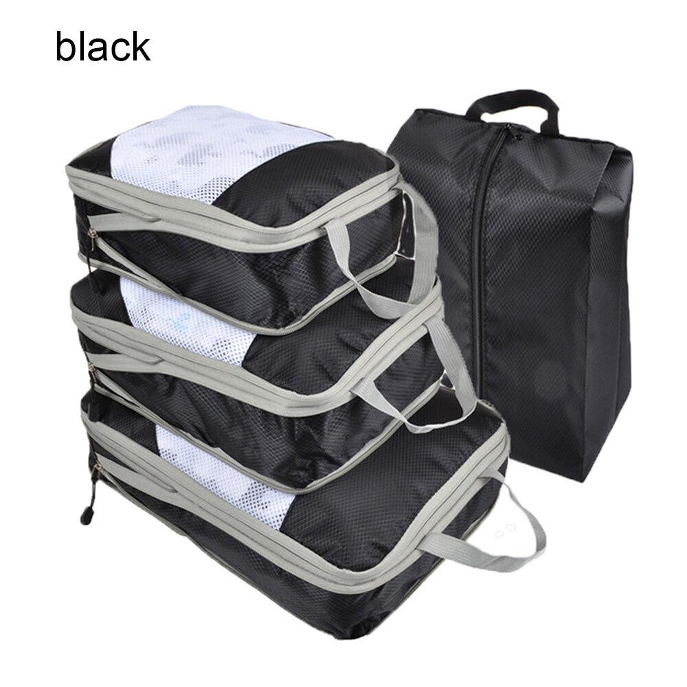 1pc/4pcs Compression Packing Cube Nylon Storage Bag Foldable Organizer Durable Travel Luggage Bag for Shoes Clothes: 4pcs B