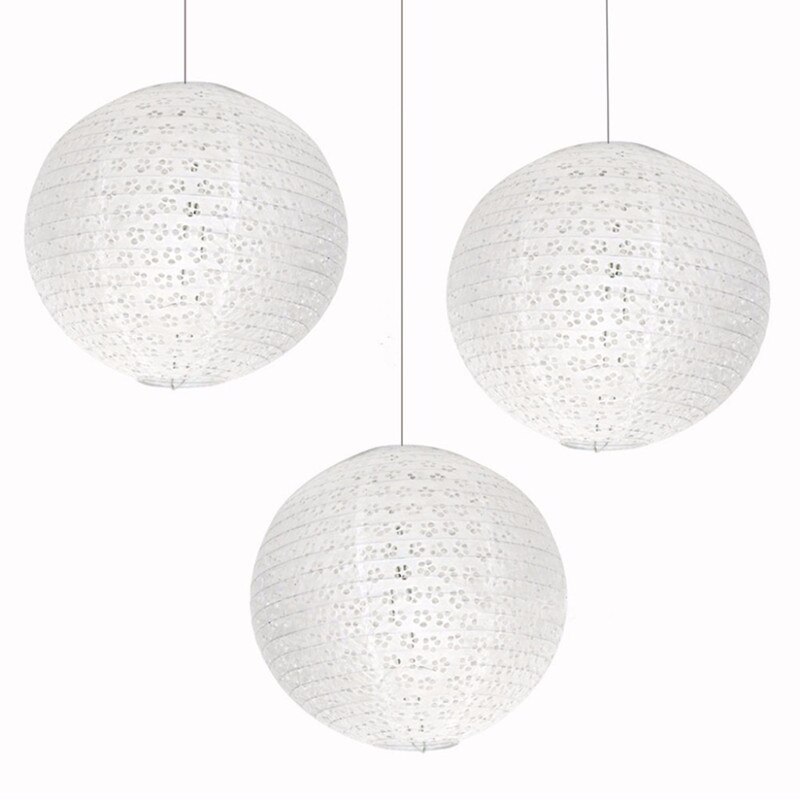 1pc vita ihåliga runda papperslyktor födelsedag bröllopsfest dekor hantverkslampion hängande lykta boll festtillbehör