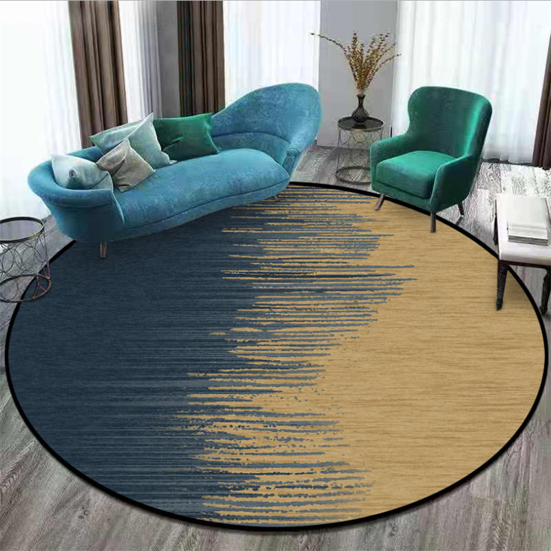 Hjem stue tæpper og nordisk abstrakt blåt guld mønster skridsikkert rundt tæppe juletæppe 100%  polyesterfiber