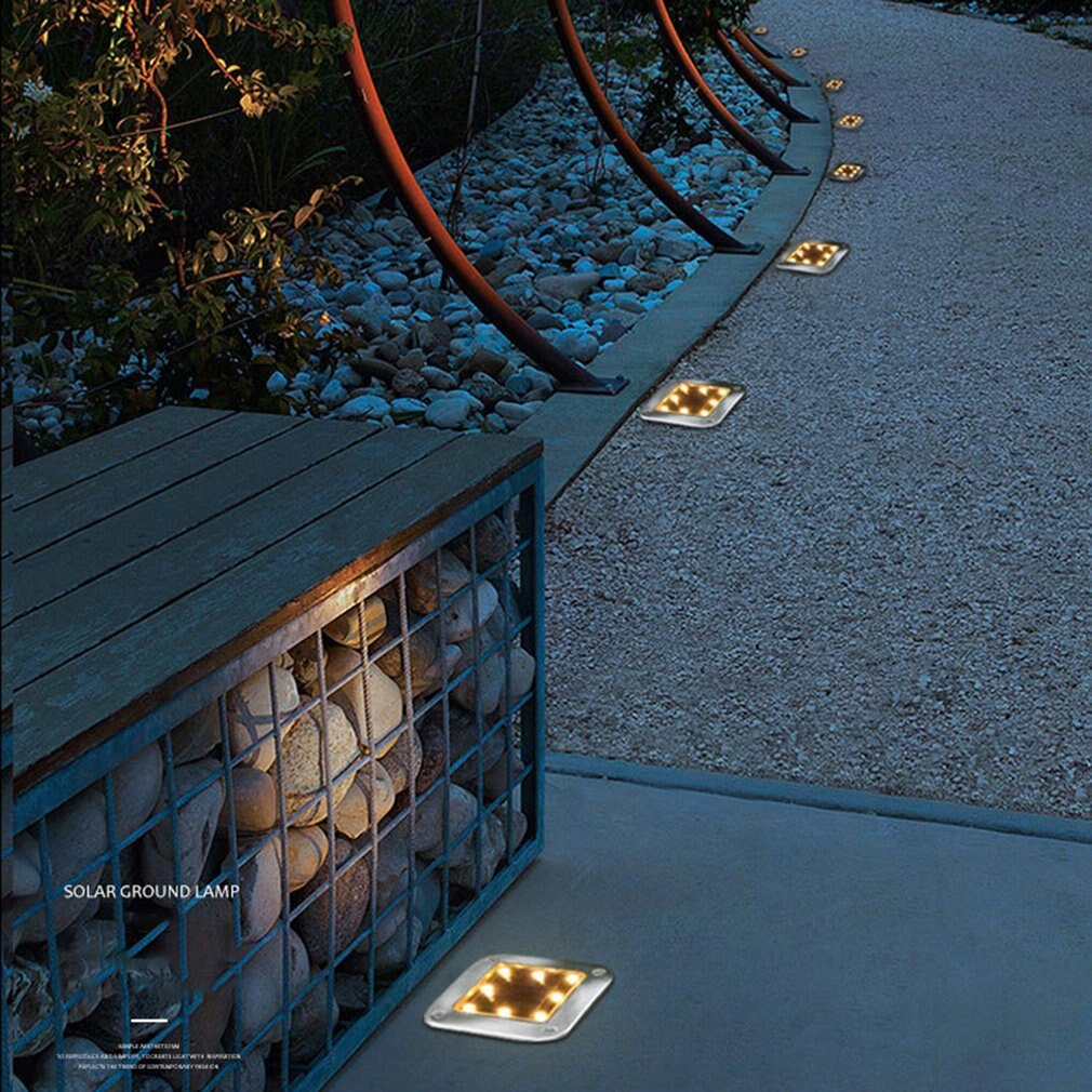 LED Square Solar Ground Light Outdoor Garden Path Floor Buried Lighting Lamp Garden Decking Yard Lawn Lamps