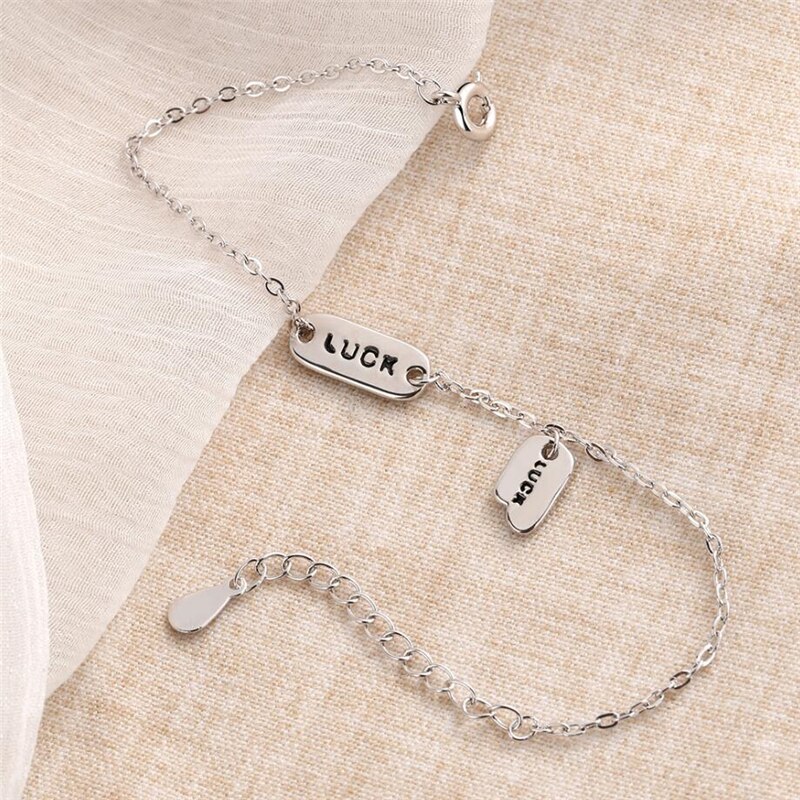 Sole Memory Luck Letters Cool 925 Sterling Silver Female Resizable Bracelets SBR262