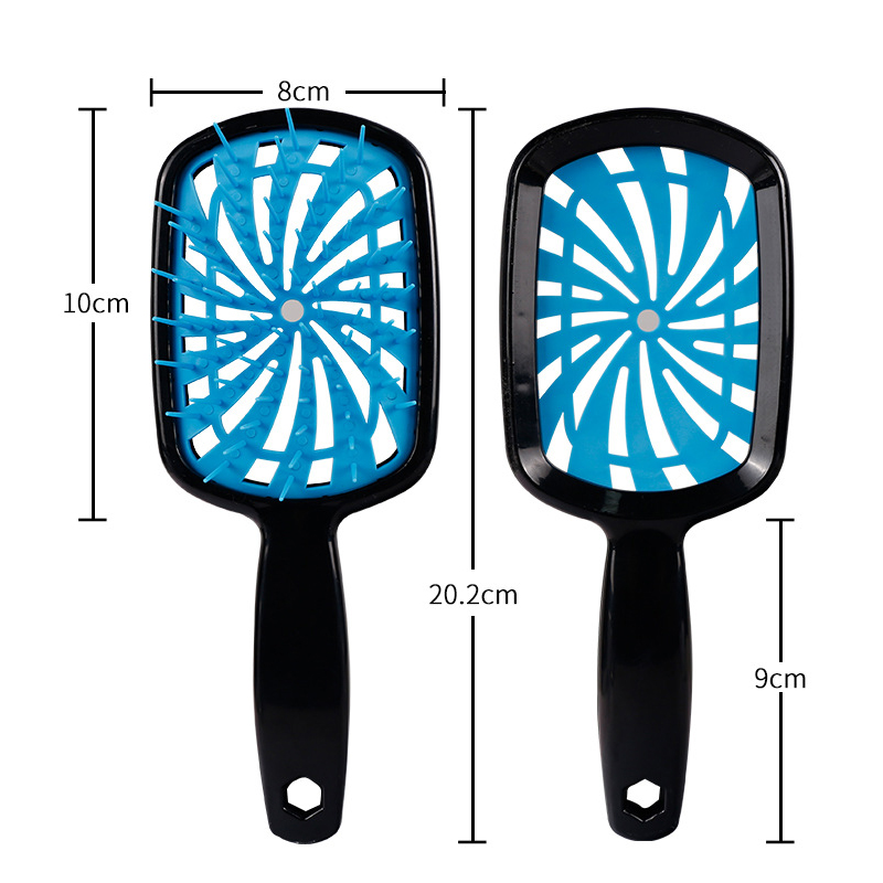 1 cepillo para desenredar ancho, peine para peluca, peine para masaje del cuero cabelludo, peine antiestático para desenredar el cabello húmedo o seco de doble uso, cepillo para el cabello hueco: Rojo