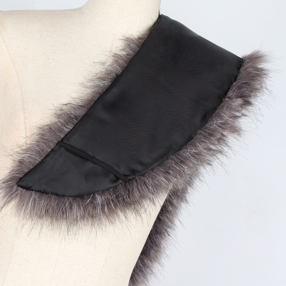 Inverno casaco de gola de pele do falso cachecol feminino quente peludo macio xale capa de pele decoração para casacos multi cor feminino cachecóis de pele #38