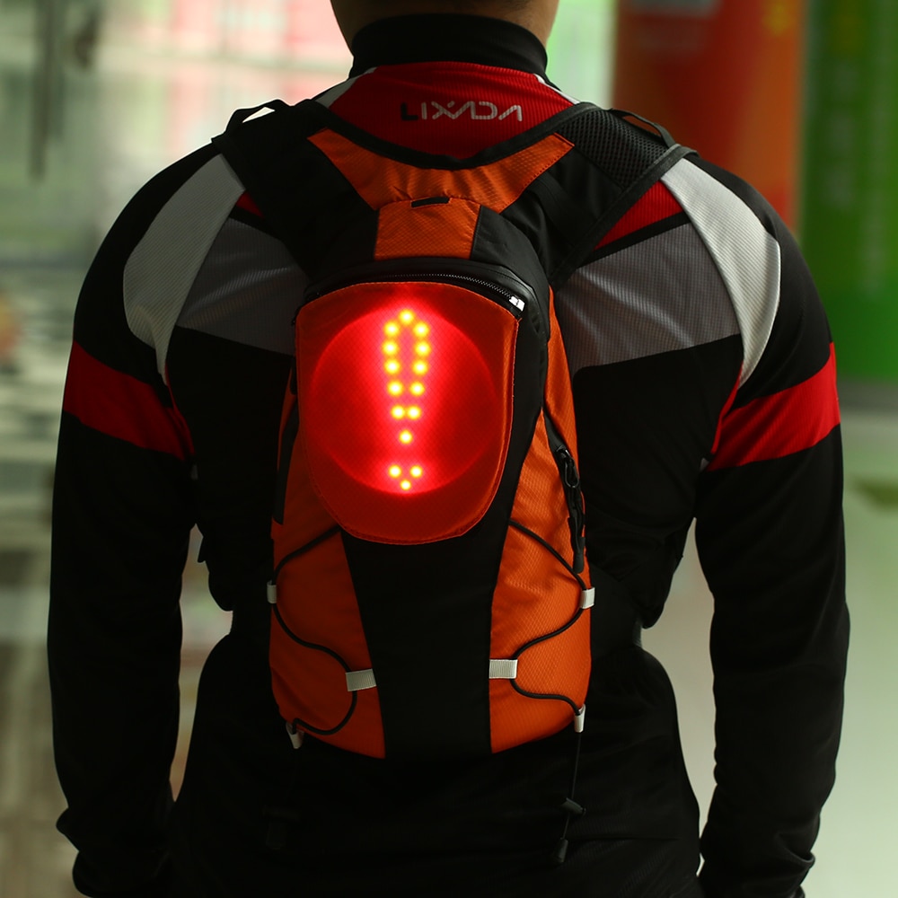 Lixada 5l rygsæk letvægts usb genopladelig reflekterende rygsæk med led signal lys udendørs sikkerhedstaske gear til cykling