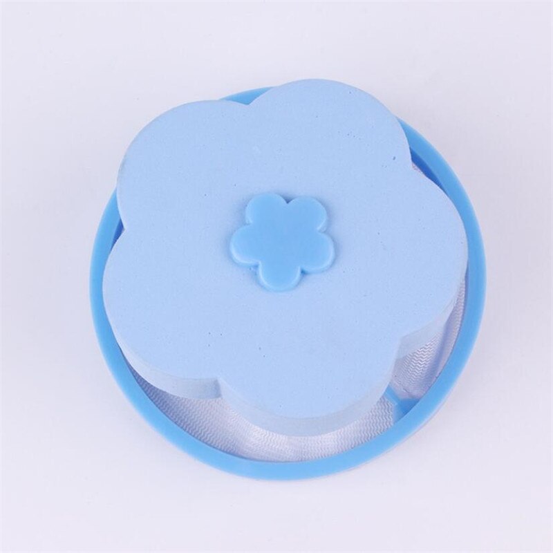Hårfjerning catcher filter mesh pose rengøringsbolde taske snavset fiberopsamler vaskemaskine filter vaskebolde diske: Blå