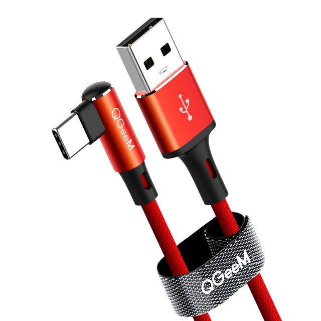Qgeem Usb Type-C Kabel Voor Samsung Note 8 S8 Xiaomi Mi A1 Mobiele Telefoon Type C Kabel Snelle oplaadkabel Usb Type C Lader Kabel: red-red / 1m