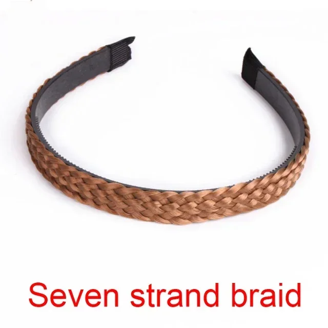 Diademas de peluca torcida para mujer, trenzas anchas de espina de pescado, diademas hechas a mano, aro para la cabeza, accesorios para el cabello,: Castaño