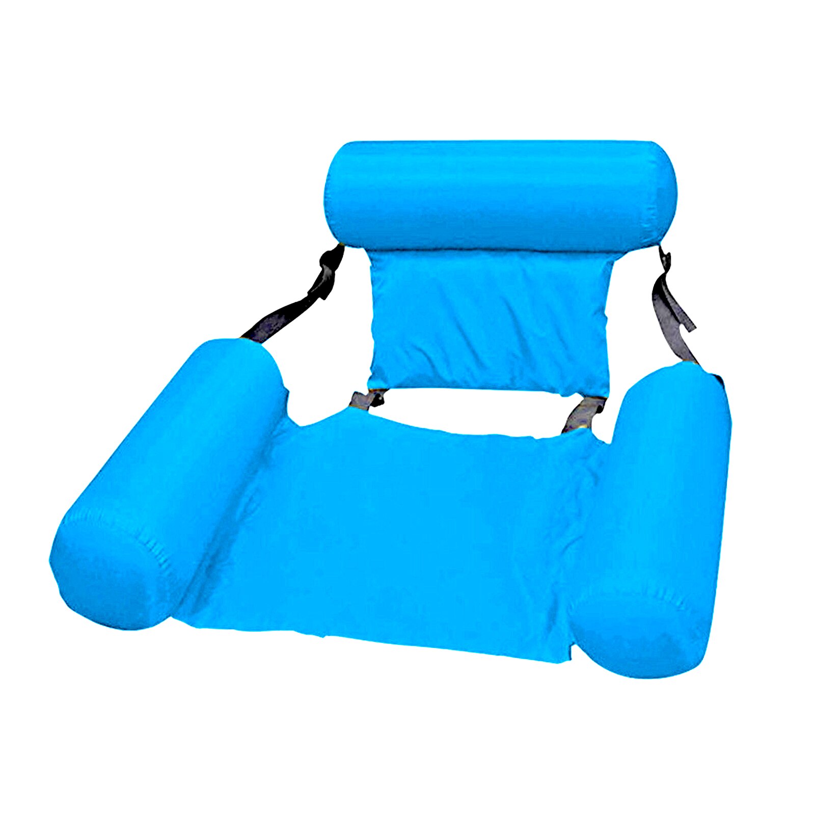 Foldable Floating Bed Swimming Pool Inflatable Water Longue with Backrest: Blue
