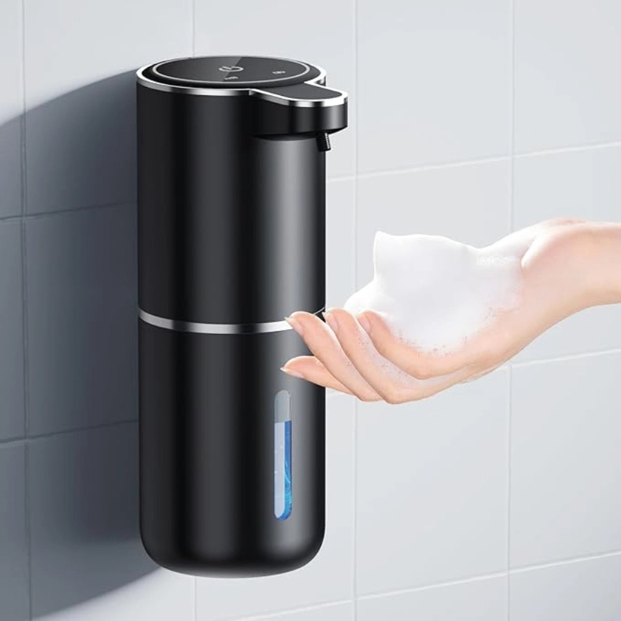 Automatisk såpedispenser berøringsfri skummende såpedispenser 4 nivåer 380ml usb oppladbar elektrisk justerbar skumsåpeflaske