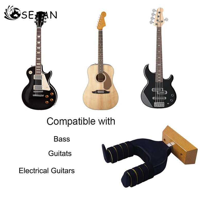 Seaan gitarr väggfäste hängare trä plast gravity autolås hållbara musikinstrument hållare tillbehör