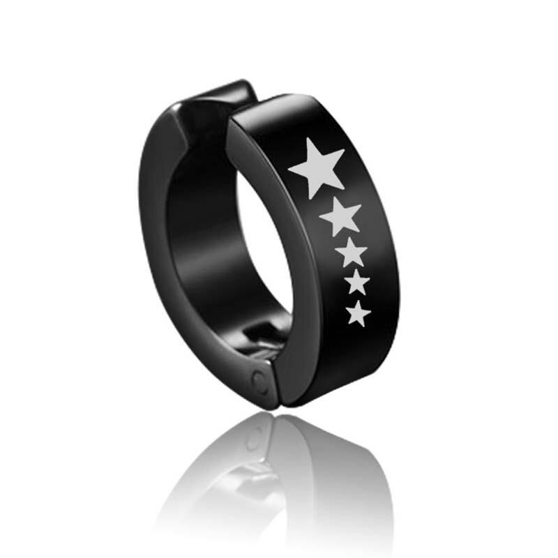 1 Stuk Punk Titanium Staal Print Patroon Zwart Goud Zilver Kleur Eenvoudige Oorringen Voor Vrouwen Mannen Partij Sieraden: 7