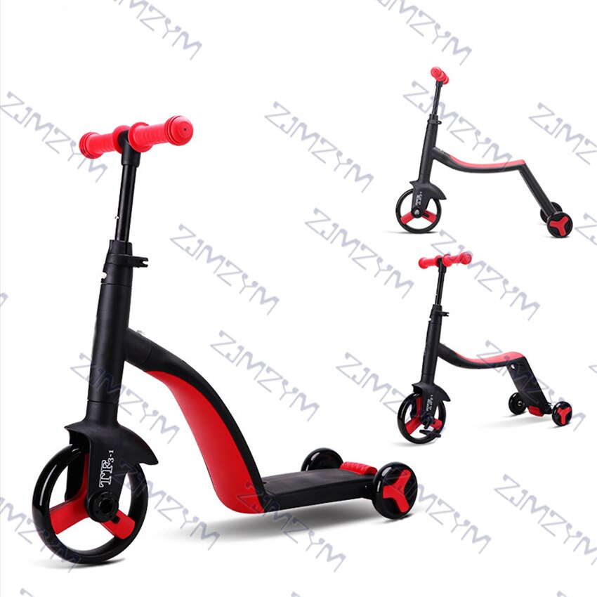 TF3-1 patinete de pie para niños 3 en 1 función Kick Board Scooter Balance bicicleta Pu rueda triciclo plegable para bebé de cumpleaños