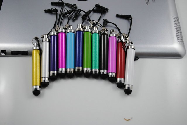 100 pcs/Lot Telescopic Capacitive Pen Mini Stylus Multicolor Touch Pen With Retail Pack For iPad Air