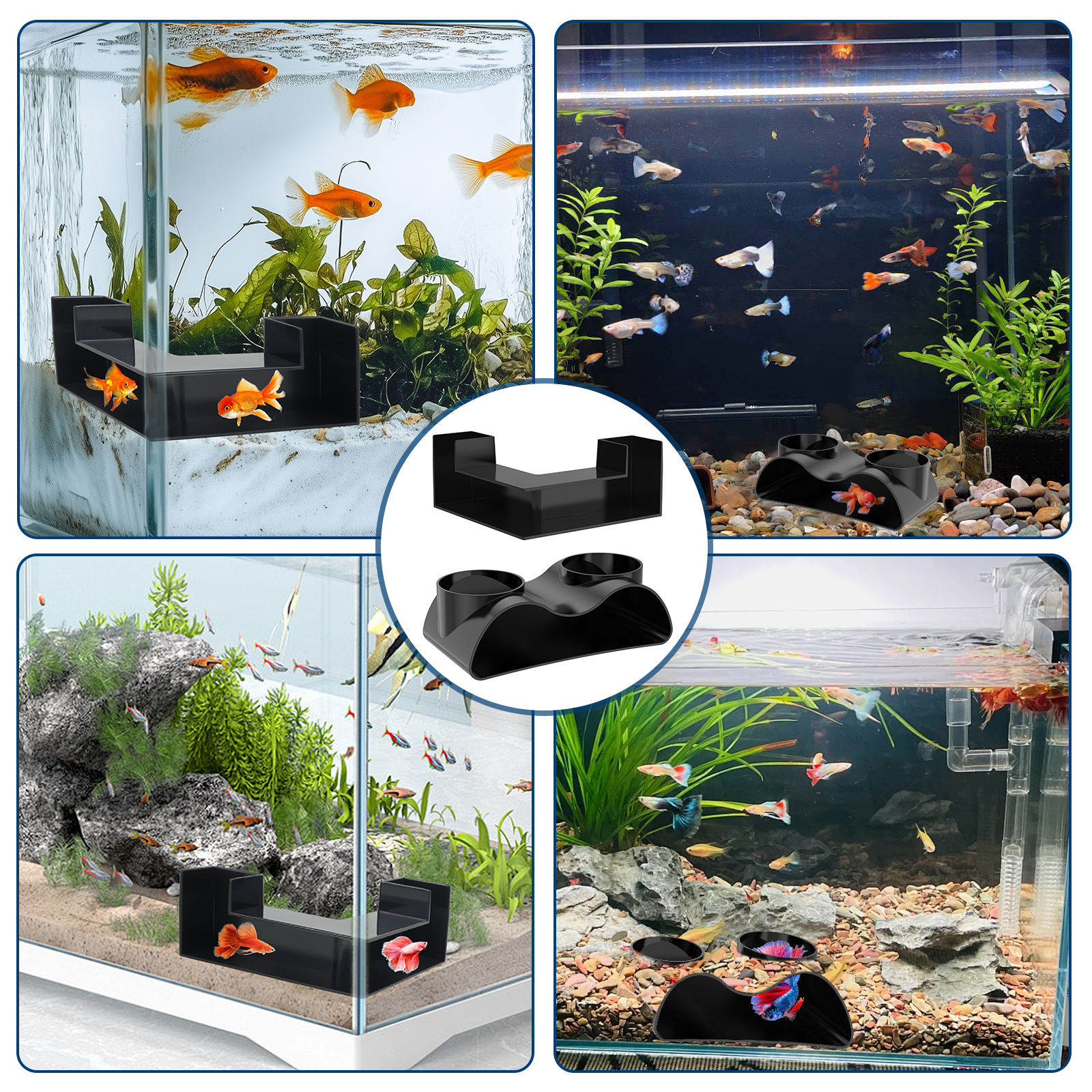 Túnel subterráneo para acuario, escondite subterráneo de doble agujero para peces, salón, cueva, accesorio de decoración para pecera