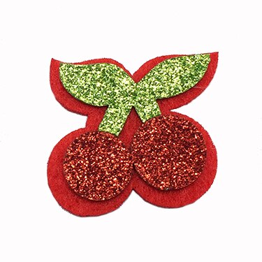 Glitter Watermelon Felt Applique for DIY,strawberry cherryFlat Back Felt Appliques Fruit baby accessories: Cherry