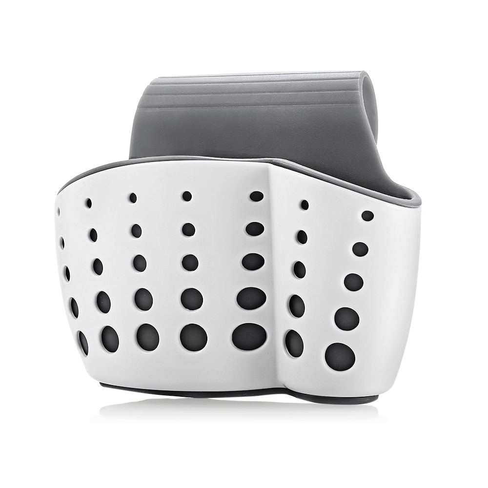 Adjustable Double Layer Sponge Rack Sink Shelf Snap Button Holder