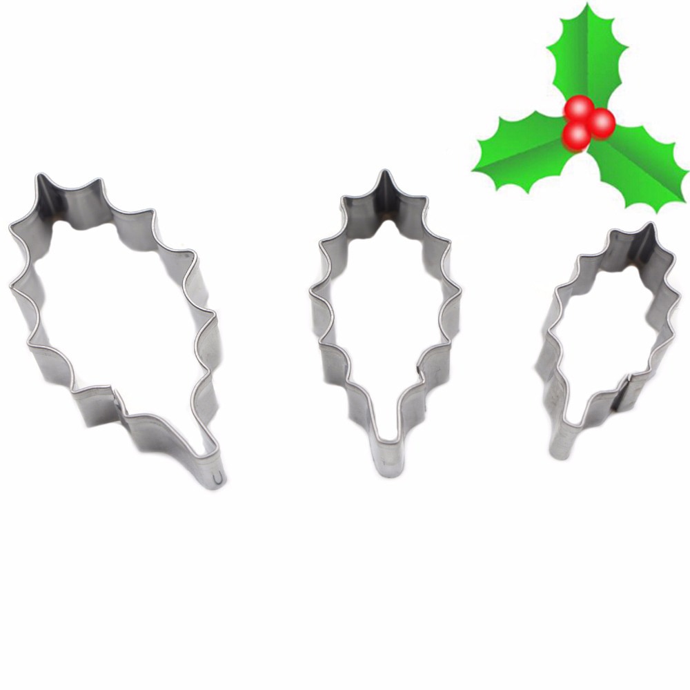 Mistletoe Christmas leaf lvyLeaf Pattern Cake Cookie Cutter Baking Mold Stainless Steel Biscuit Fondant Modeling Shape Tool