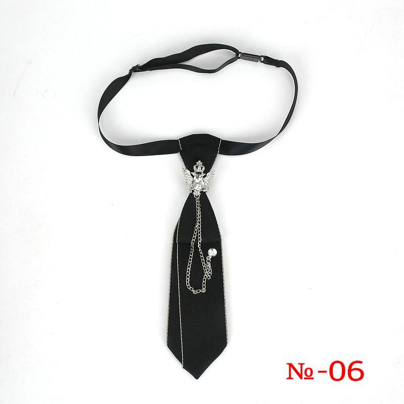 Corbata de cinta negra hecha a mano, joyería de diamantes de imitación de cristal, camisas Unisex, Collar para niños, corbatas para el cuello, uniforme escolar, corbata para mujer: 6