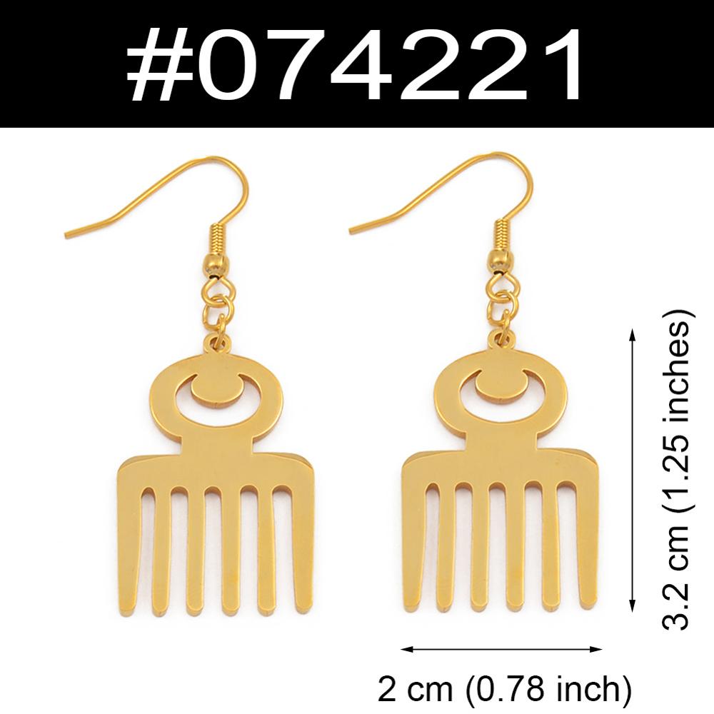 Anniyo African Symbol Earrings Gold Color &amp; Stainless Steel Material Adinkra Gye Nyame Earrings Ethnic Jewelry #074021: 074221