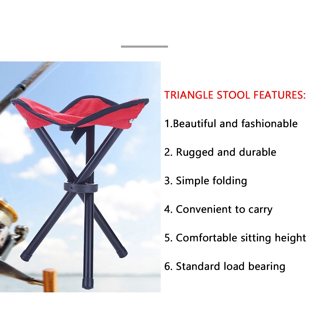 Promotional Traveling Camping Tripod Triangular Folding Stool Chair Foldable Fishing Chairs Portable Fishing Mate Fold Chair