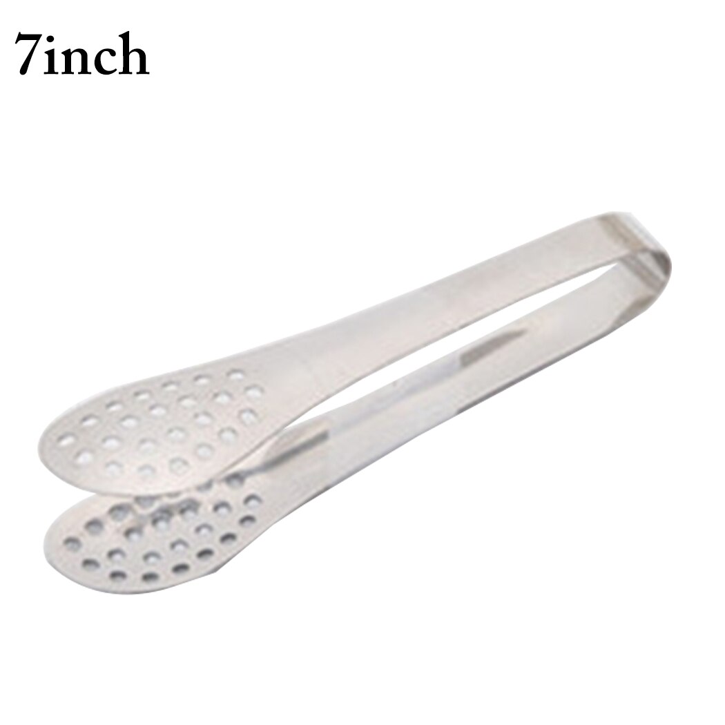 1PCS 5/7/9/12/14 inch Stainless Steel Kitchen Tongs Hollow-out Heavy Duty Barbecue Tongs Food Tongs Salad BBQ Tongs Clip: Silver 7inch